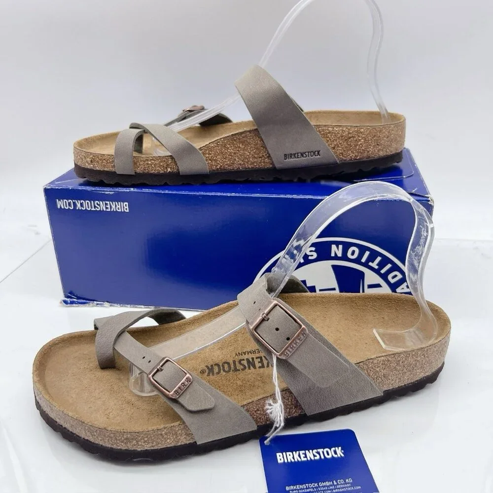 Birkenstock Mayari Birko-Flor Sandals Stone Birkibuc Mens EU 42 US 9- 9.5 R - Picture 3 of 12